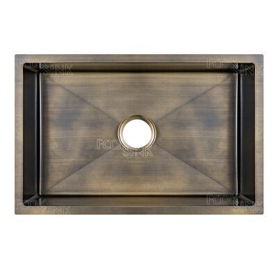 고대 청동 럭셔리 빈티지 골드 주방 싱크대 304 스테인레스 스틸 싱글 볼 PVD 마무리 시골 농사용 지하 수지 구리 주방 싱크대 아파트